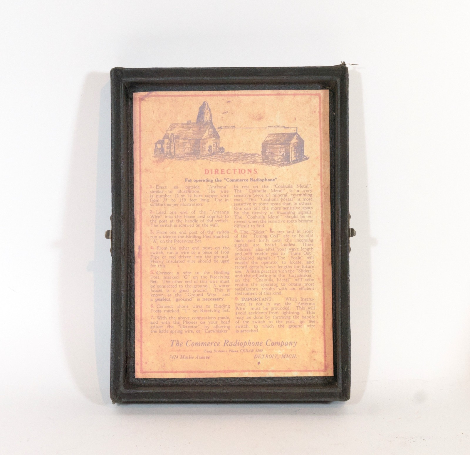 1919 Commerce Radiophone * Primitive, Elaborate, Detroit Crystal Radio * Works