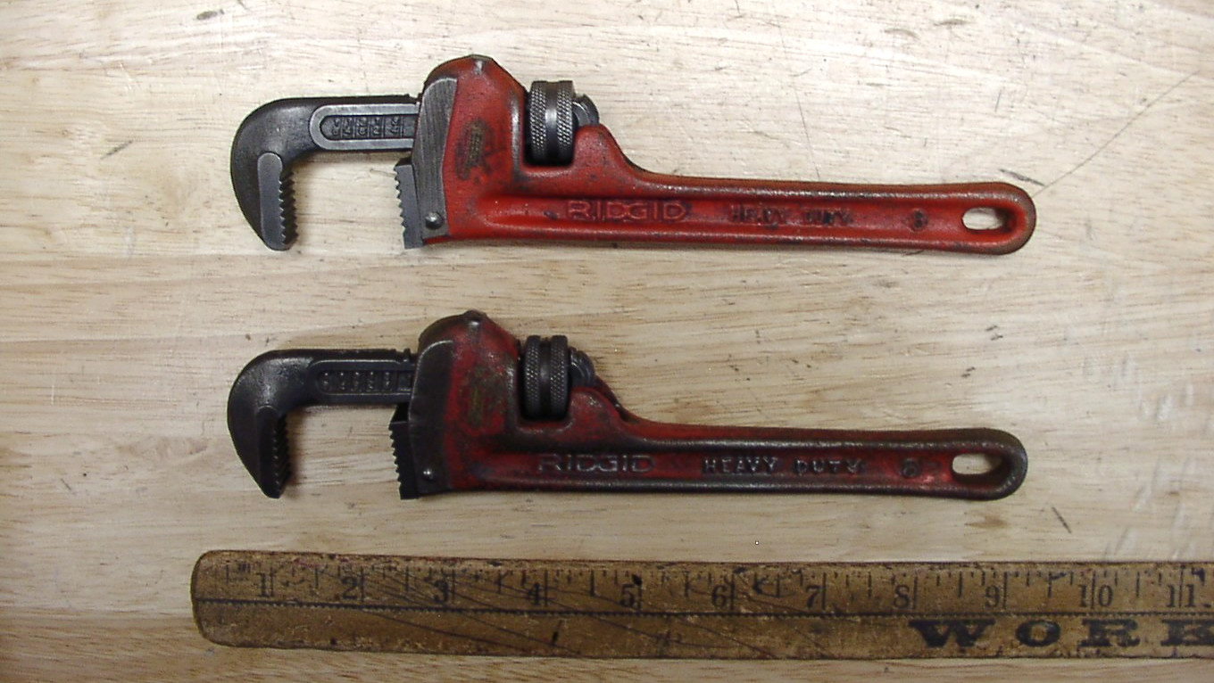 2 Vintaga USA Ridgid 8" Heavy Duty Pipe Wrenches,XLINT Jaws,W/Smooth Operation