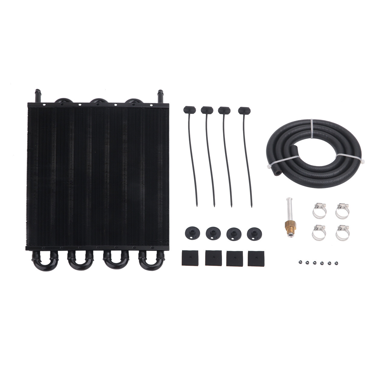 8 Rows Universal Aluminum Remote Transmission Oil Cooler Radiator Converter Kit