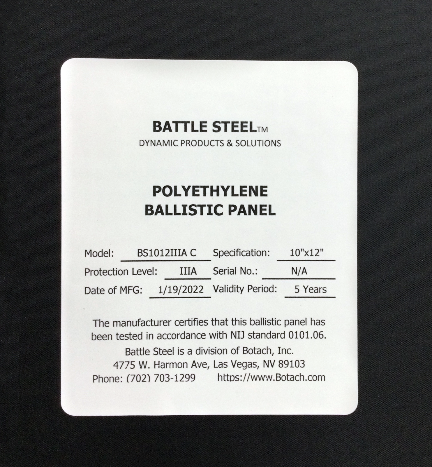 Battle Steel Level IIIa Flexible Plate