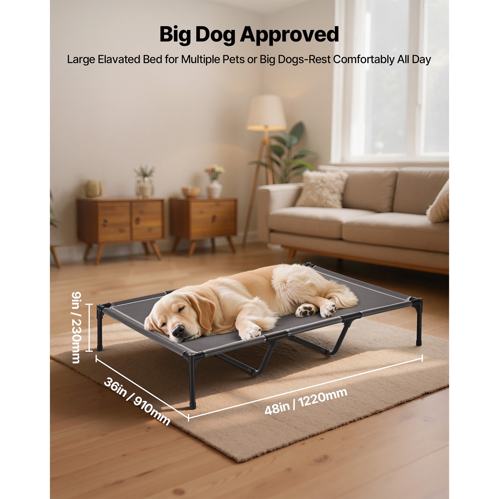 Uimoso Elevated Dog Bed for Large Dog Portable Raised Dog Cot w/ Metal Frame XL