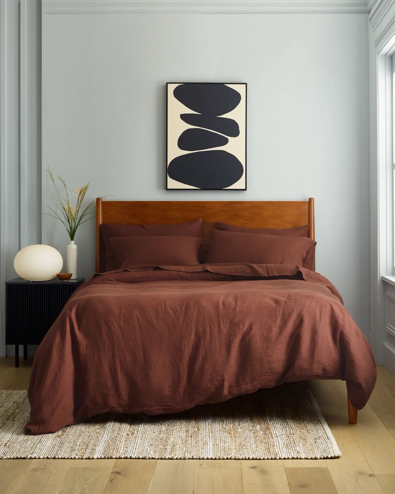 Quince King/Cal K European Linen Duvet Cover/Pillowcase in Bordeaux $219.90 MSRP