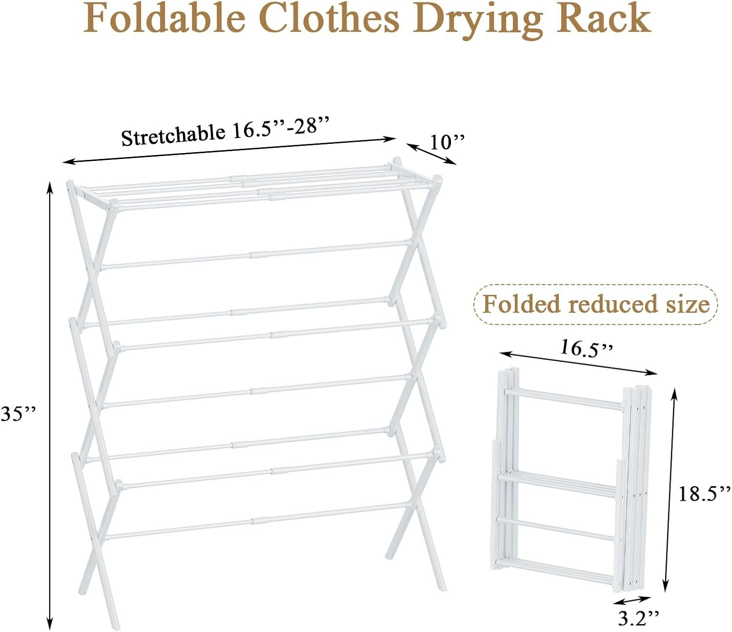 Deluxe Foldable 3-Tier Drying Rack - Portable & Anti-Rust Clothes Organizer