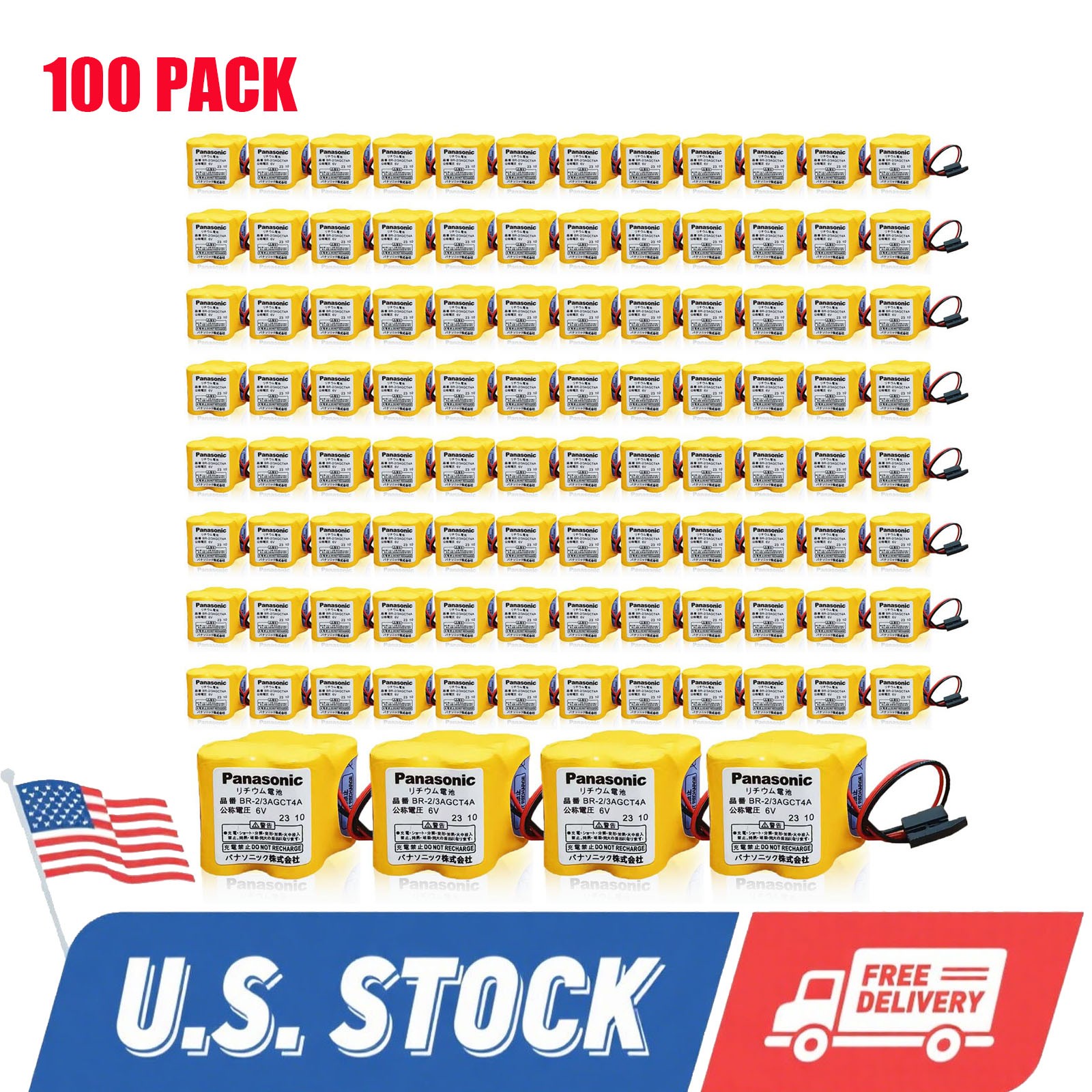100X BR-2/3AGCT4A BR2/3AG BR2/3AGCT4A Battery for FANUC A98L-0031-0025 w/plug