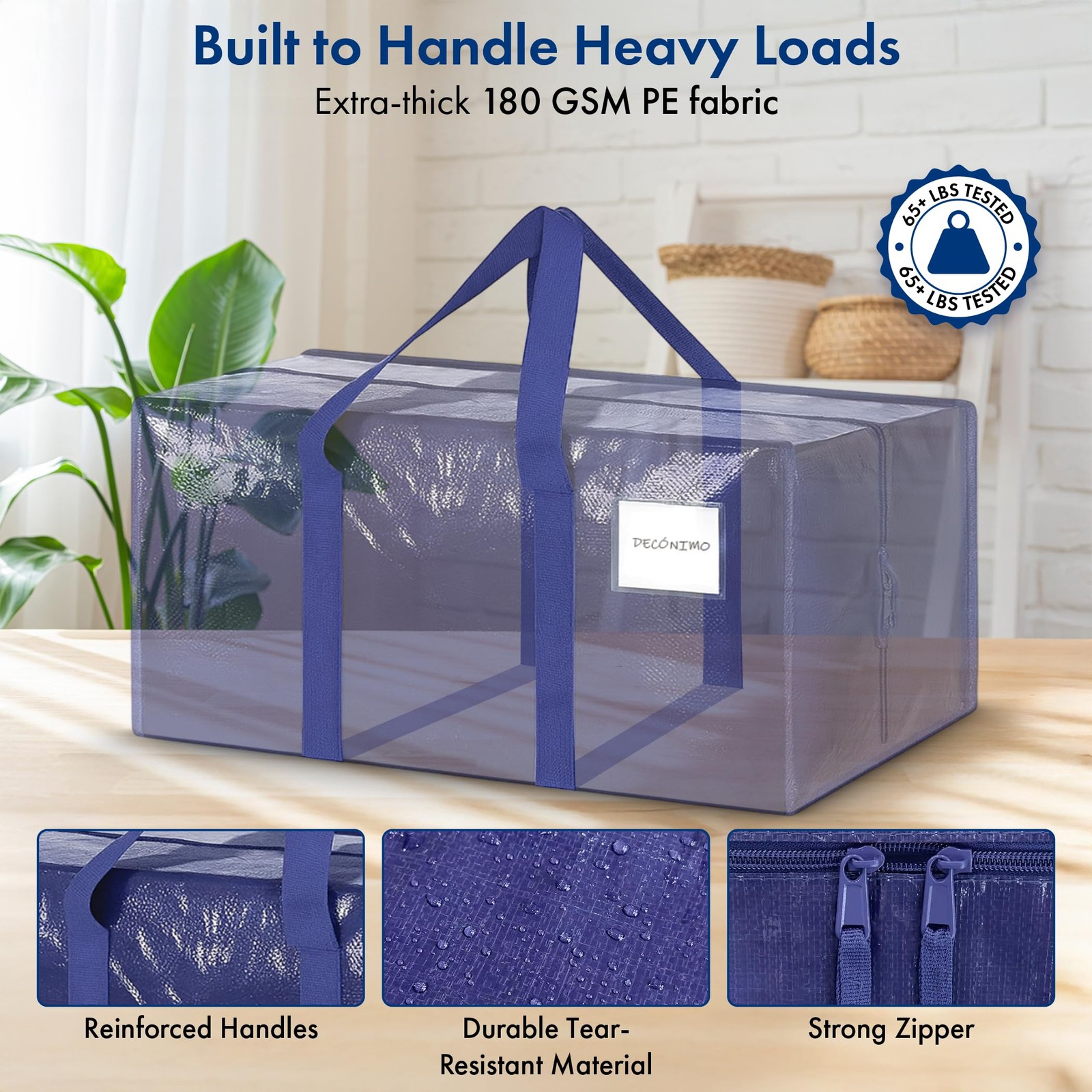 6 Pack Extra Heavy Duty Large Moving Bags with Strong Zipper & Comfortable Ha...