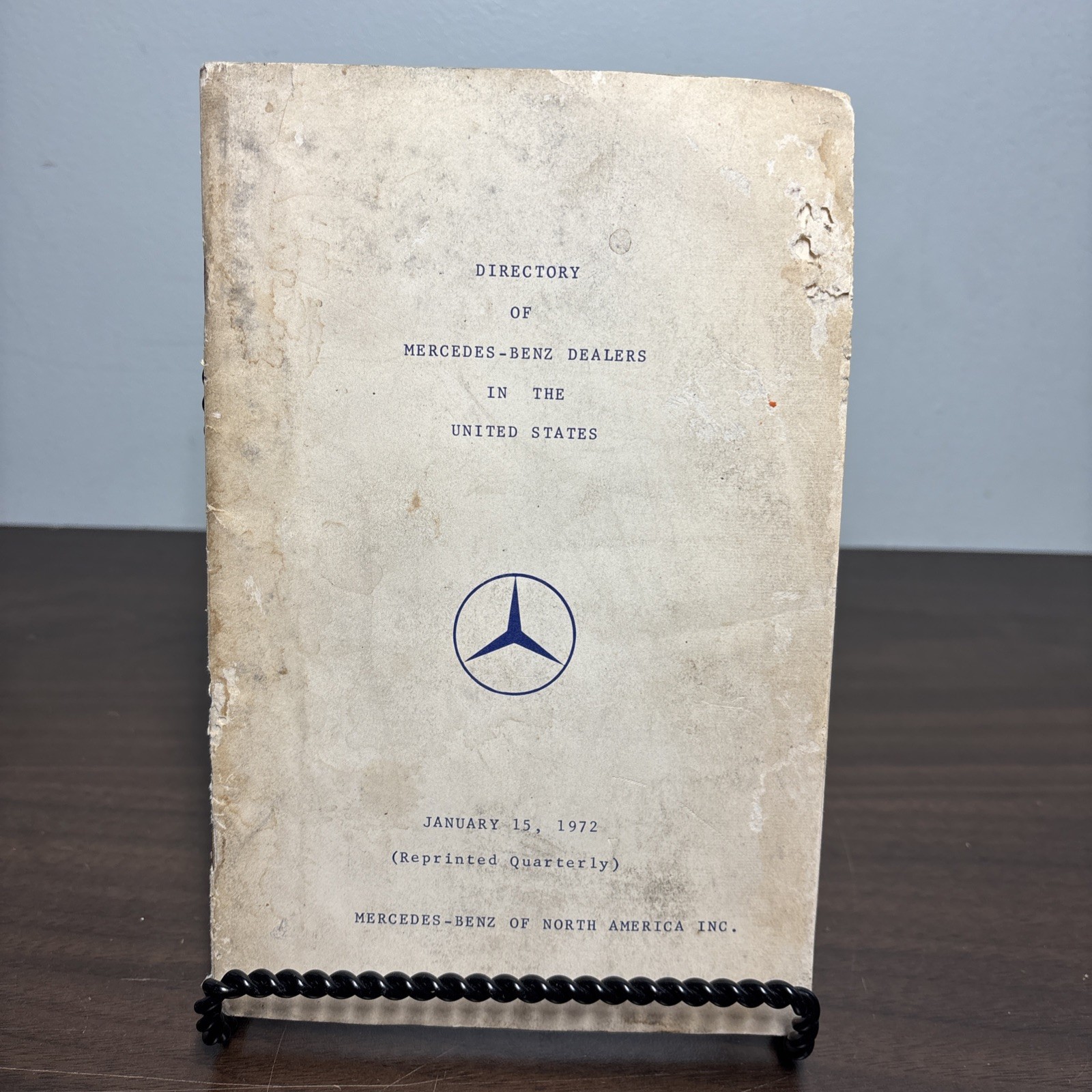 Vintage Mercedes Benz 1972 OEM Dealers Directory Sales Brochure Stations Guide