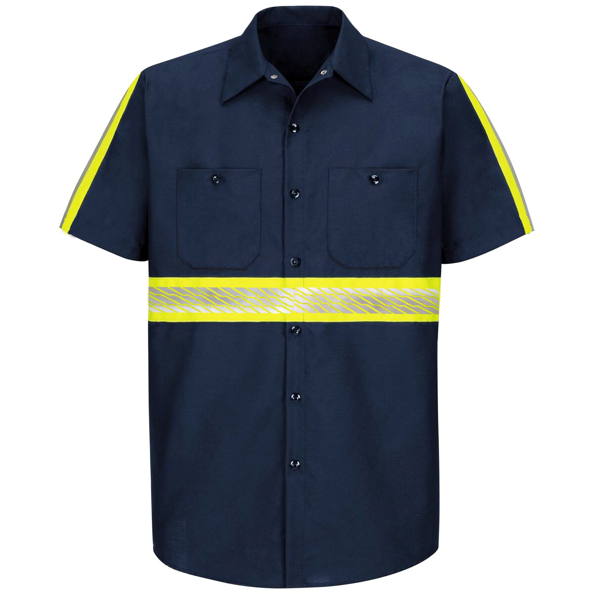 L&M Men's Hi Vis Reflective Safety Work Uniform Shirt New