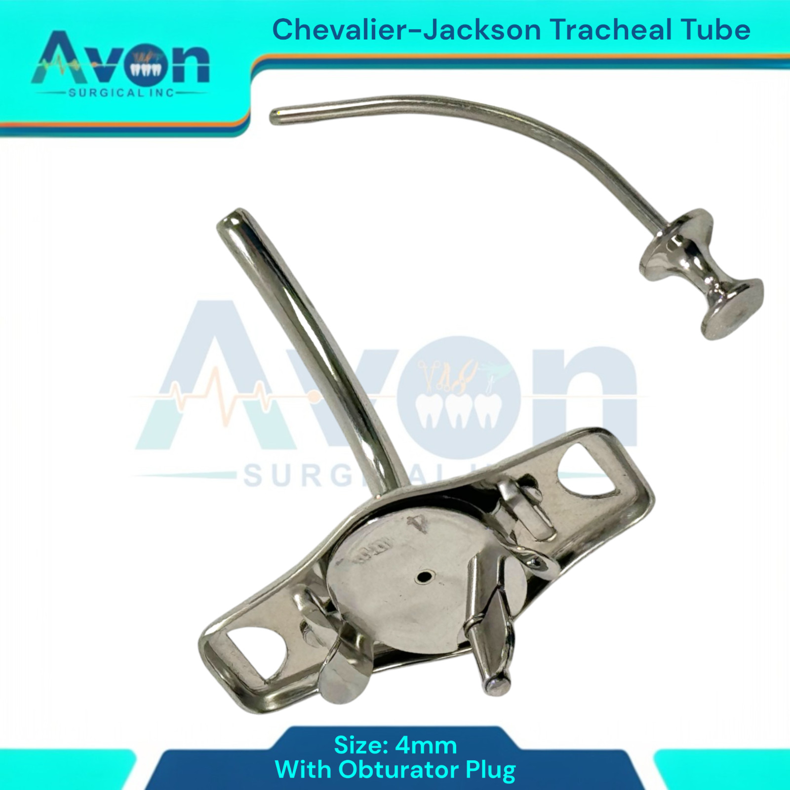 Jackson Tracheal Cannula Tube with Obturator Plug, Metal, Tracheostomy Tool, 1pc