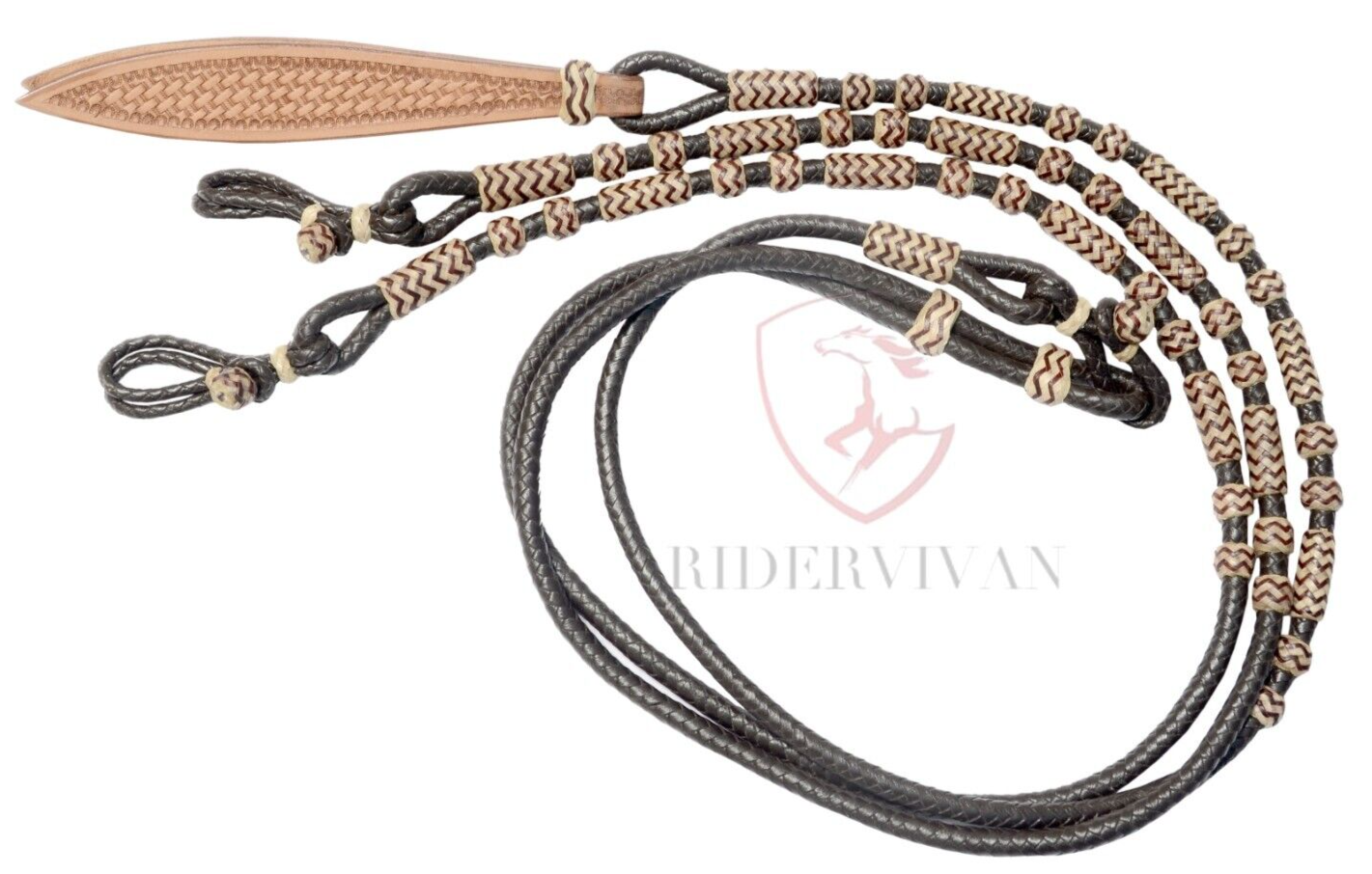 Romal Reins Dark Chocolate Brown, 10 Plaits Romel Reins, 45" Romel Reins.