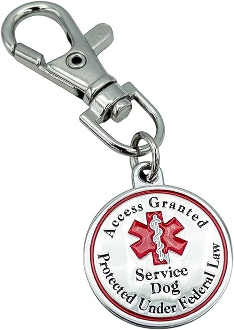 Service Dog Tag 2 Pack Double Sided Red Medical Alert Symbol Medal for Small Dog