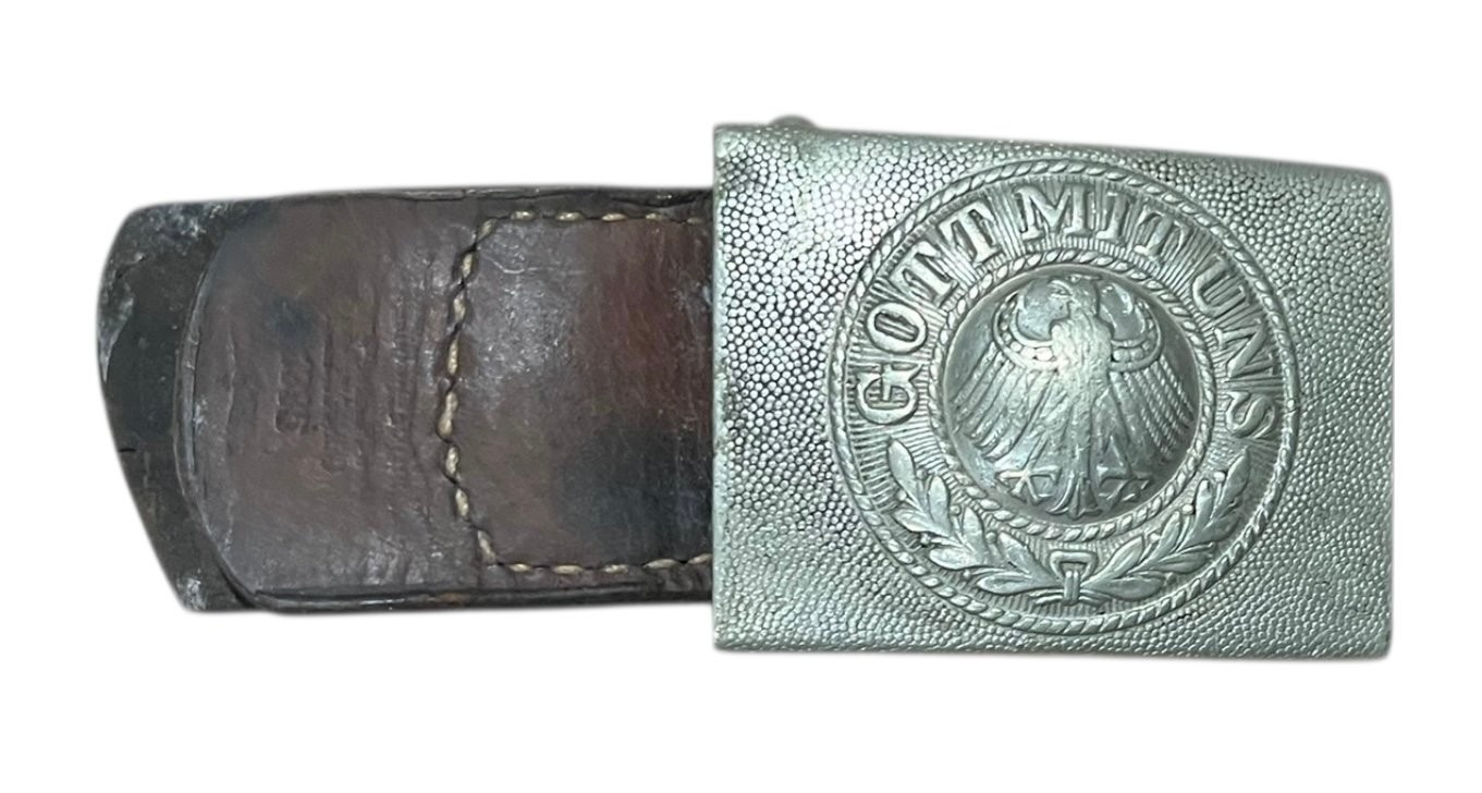 Antique 1935 German Weimar Republic Belt Buckle Gott Mit Uns Eagle w Belt Piece