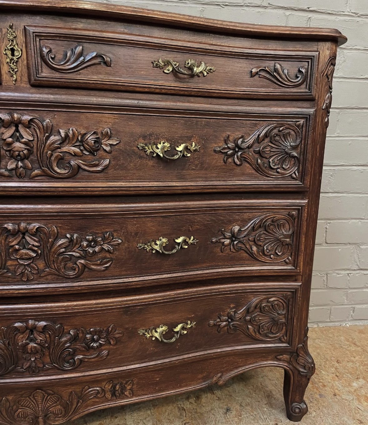 ARRIVES JUN 2025: Antique French Louis XV Style Chest of Drawers Oak Dresser