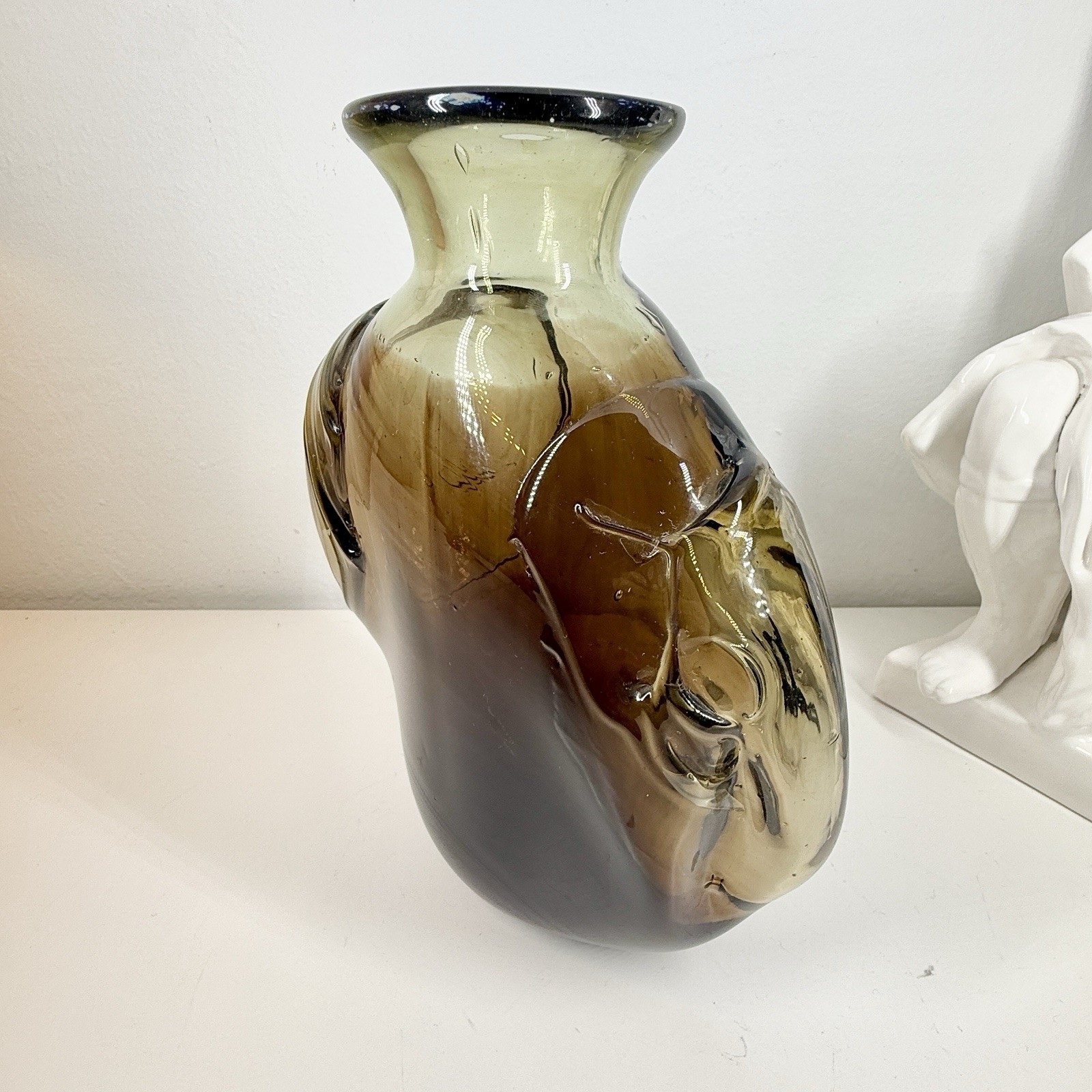 KENT IPSEN Glass VASE Brutalist MCM 1969 Abstract Sculpture Eames Era