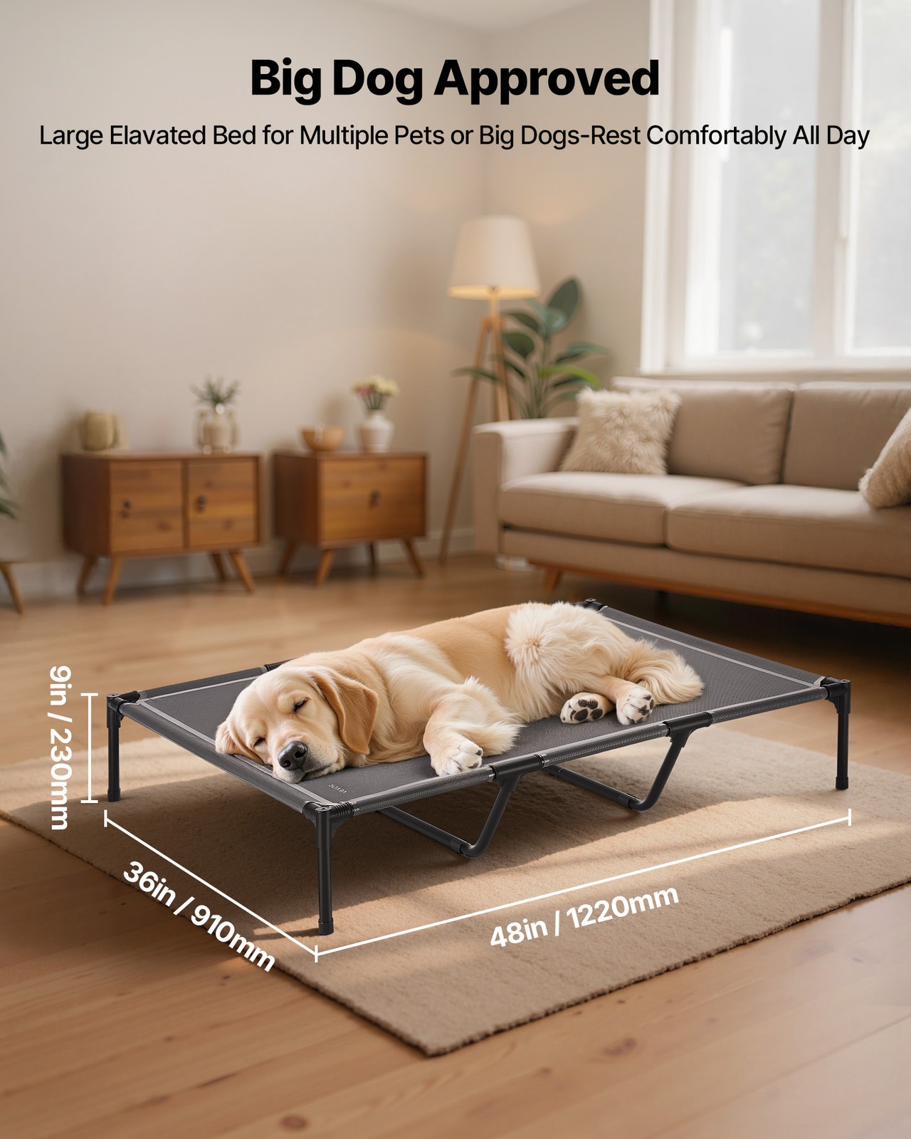 VEVOR Elevated Dog Bed for Large Dog Portable Raised Dog Cot with Metal Frame XL
