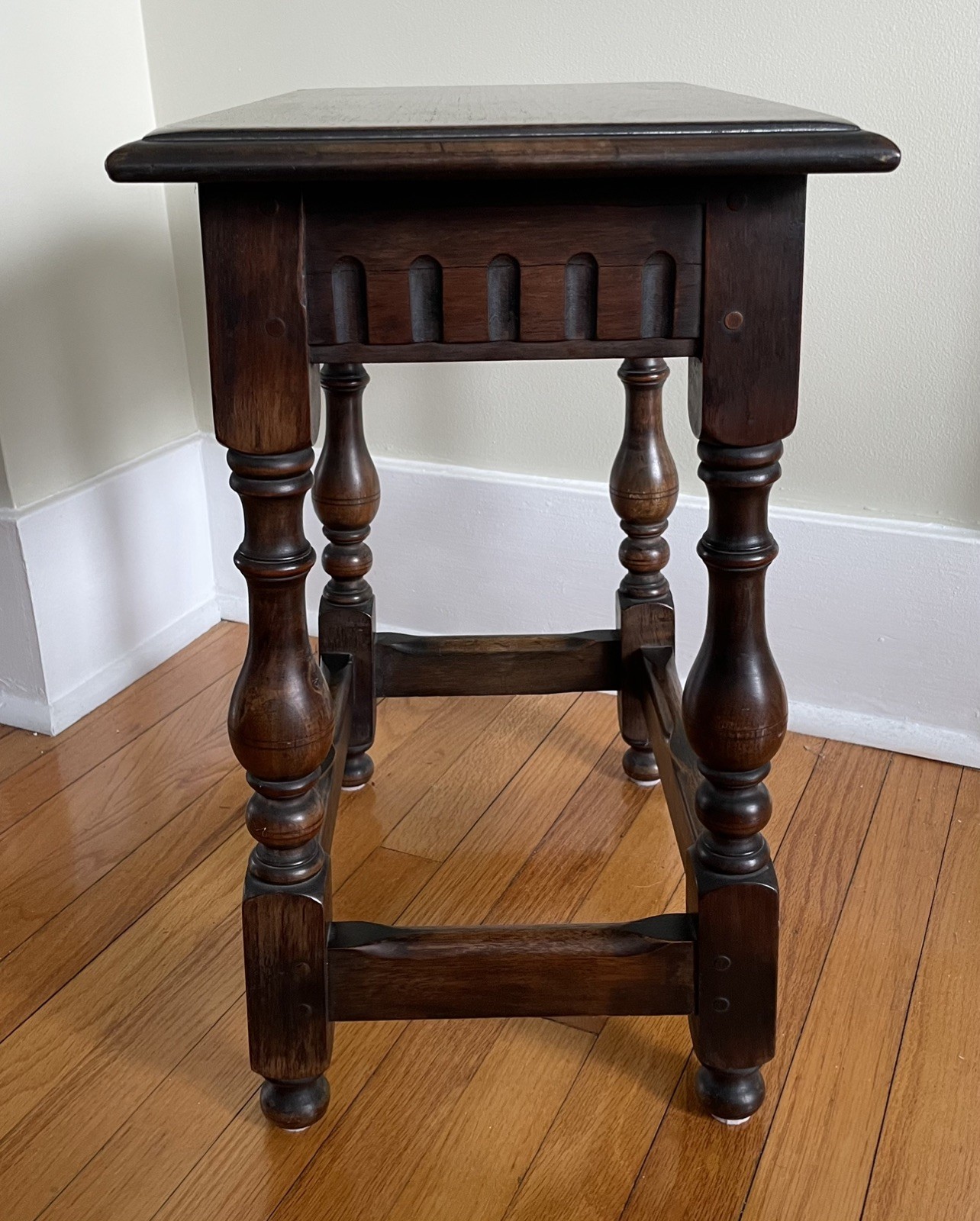 Antique Kittinger Walnut Joint Stool End Table
