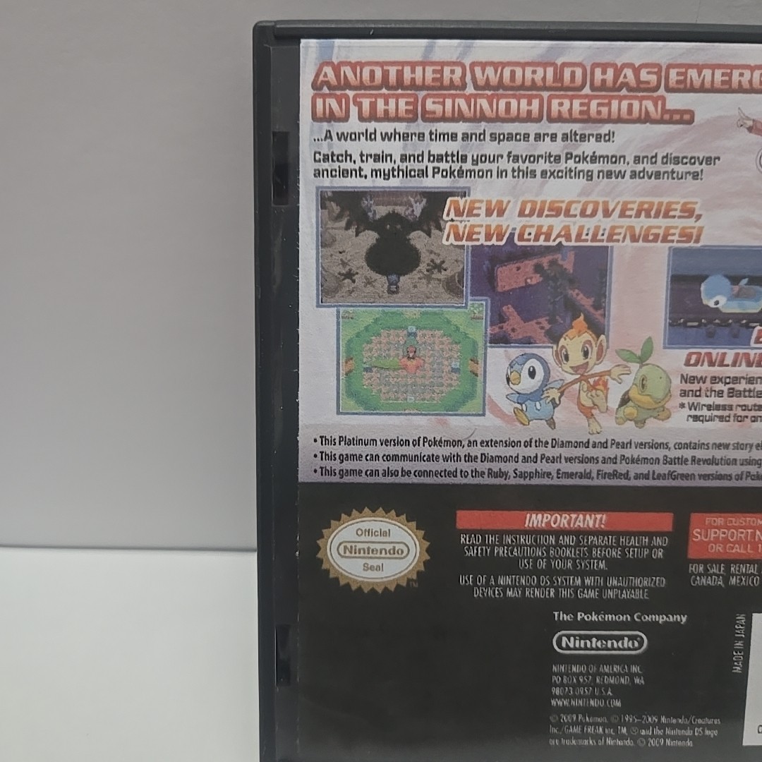 Replacement Case For Pokemon Platinum Version Nintendo DS