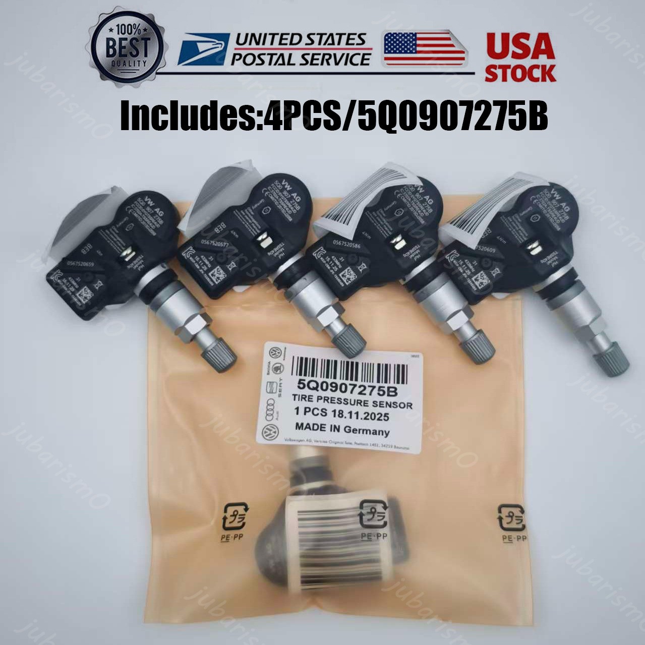 4PCS TPMS Tire Pressure Monitor Sensor For Audi Porsche 911 VW Tiguan 5Q0907275B