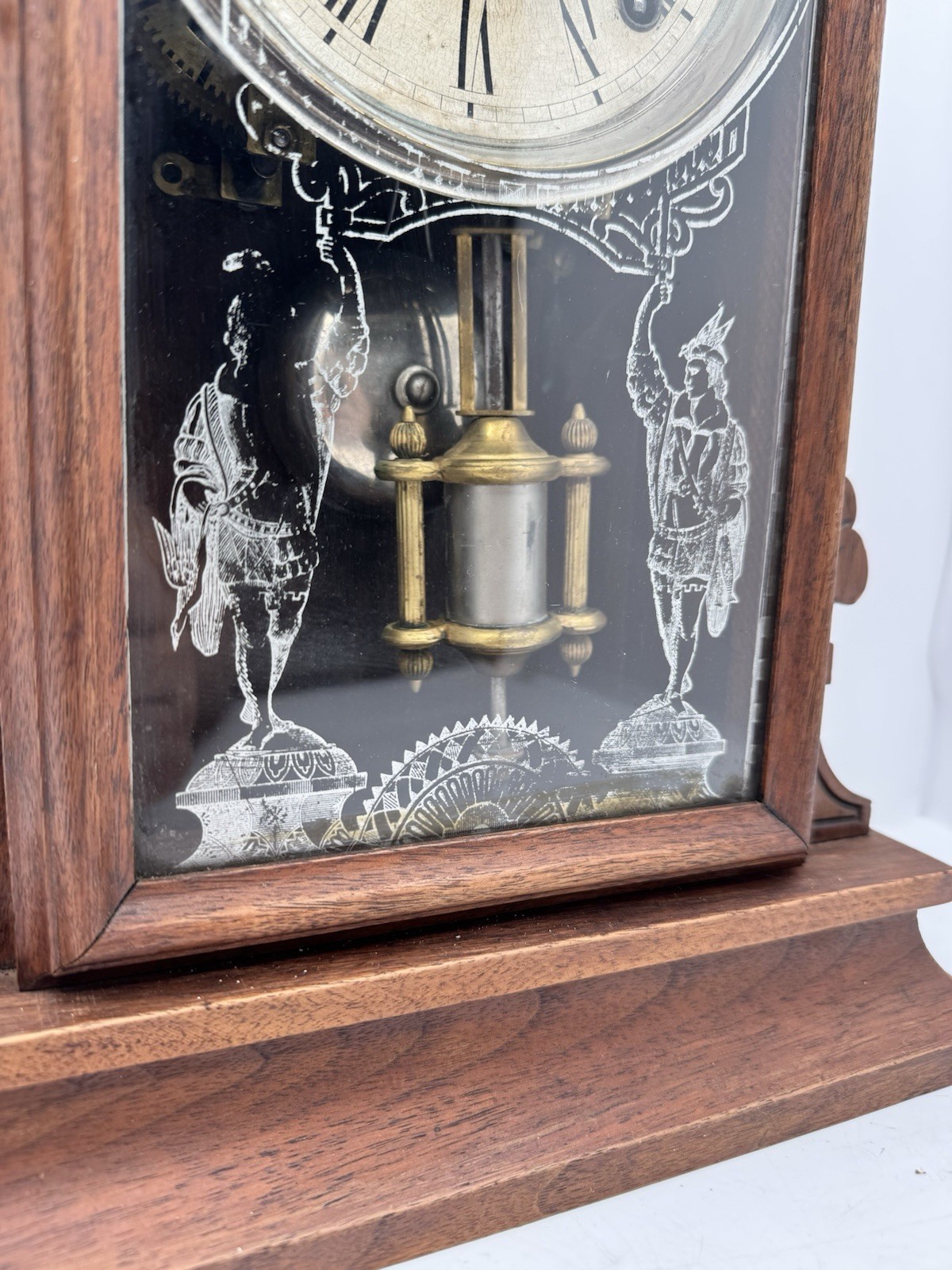 Antique 1800s WM L Gilbert Mantle Clock W/Key Tested Runs