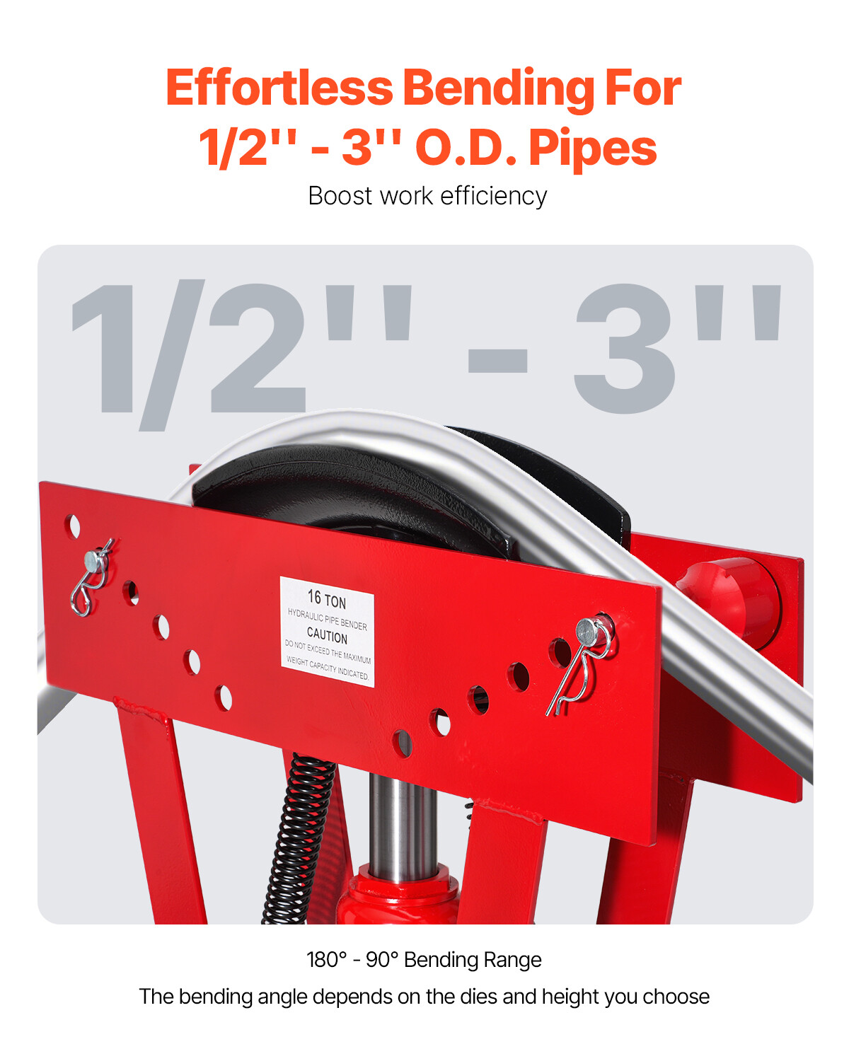 Hydraulic Pipe Bender 16 Ton Manual Pipe Bending Tool with 8 Dies