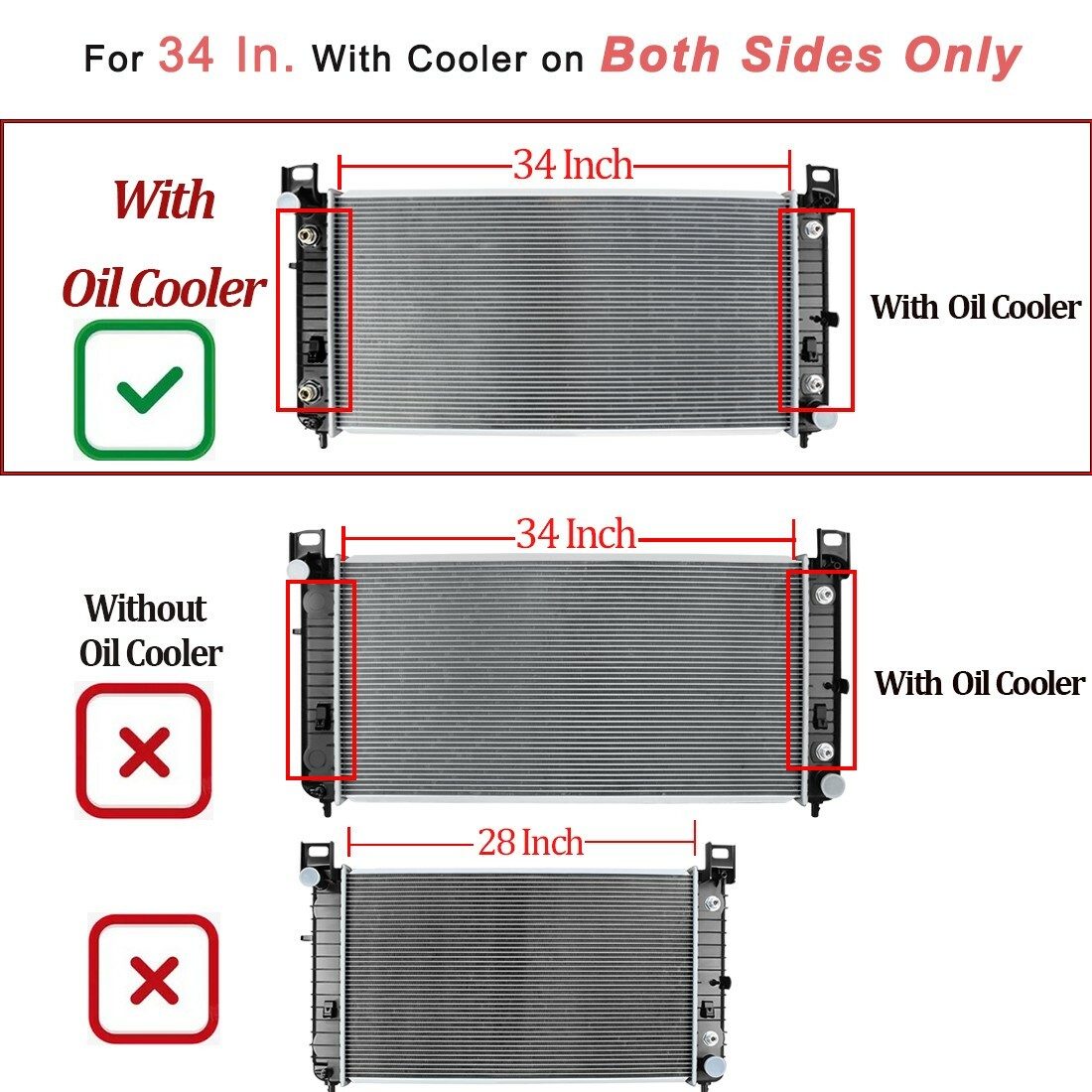 34" Radiator For Chevy Silverado Suburban 1500 2500 Tahoe GMC Yukon 5.3 6.0 6.2L