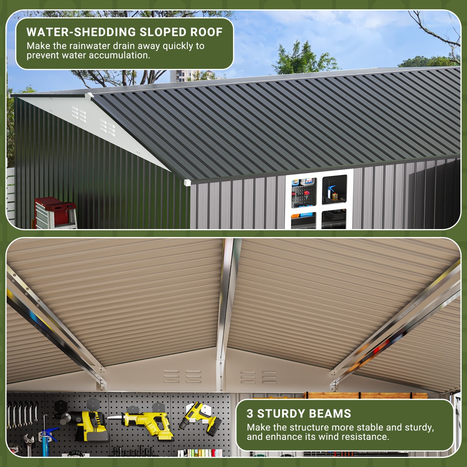 12x14 FT Outdoor Metal Storage Shed with Window,Lockable Metal Garden Tool Shed