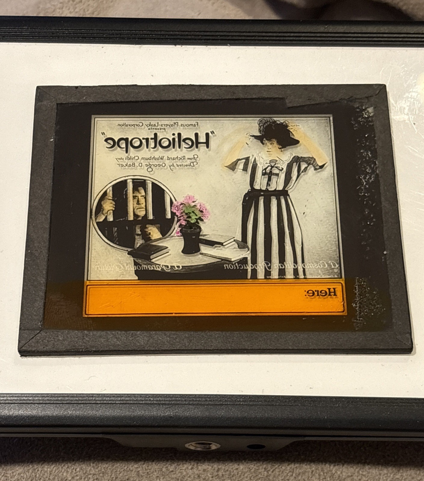 Vintage Magic Lantern Glass Theater Slide 1920 * HELIOTROPE *