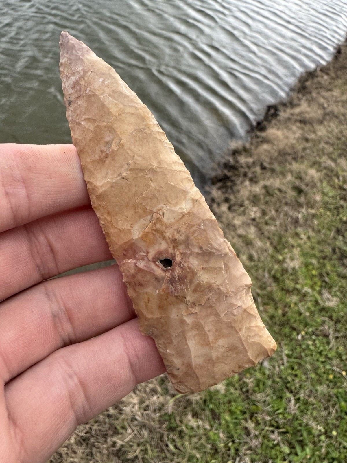 Rare Colorful Native American Paleo Scottsbluff Arrowhead Point