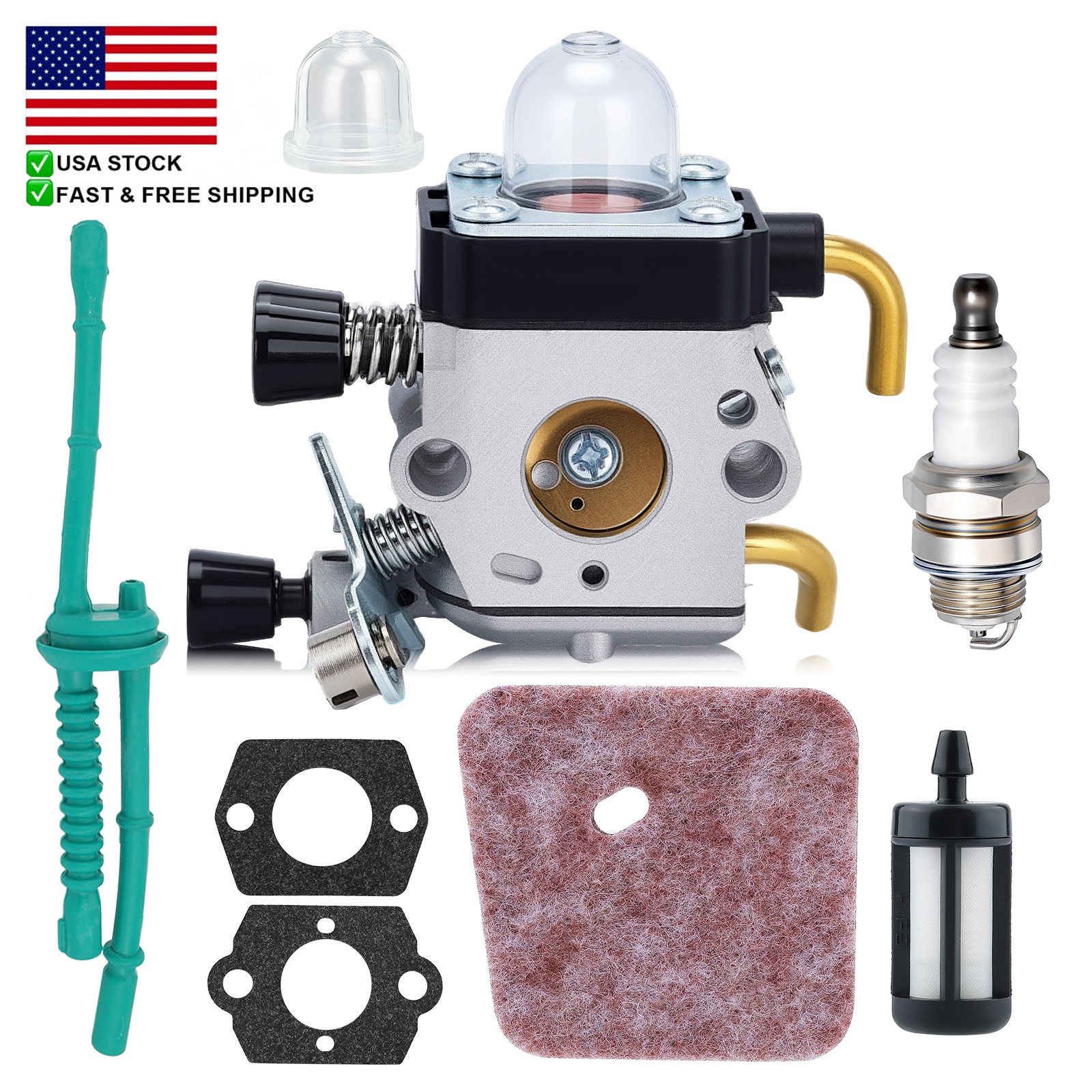 🔥 Carburetor For Stihl FS45 FS55 FS55R FS55RC HL45 KM55R FS38 w/Fuel Line Kit