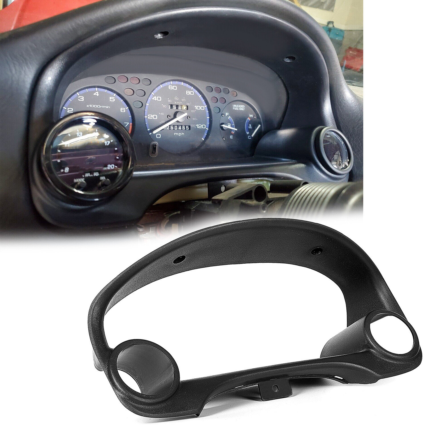 For 1996-00 97 98 99 Honda Civic EK EM1 Dual Gauge Cluster Pod Meter Bezel 52mm