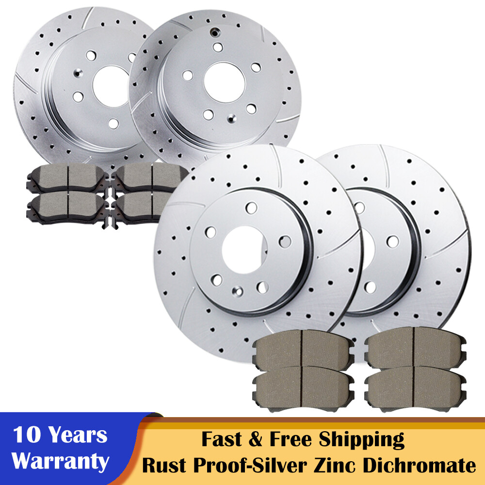 Front Rear Drilled Rotors Brake Ceramic Pads for GMC Terrain Chevrolet Equinox