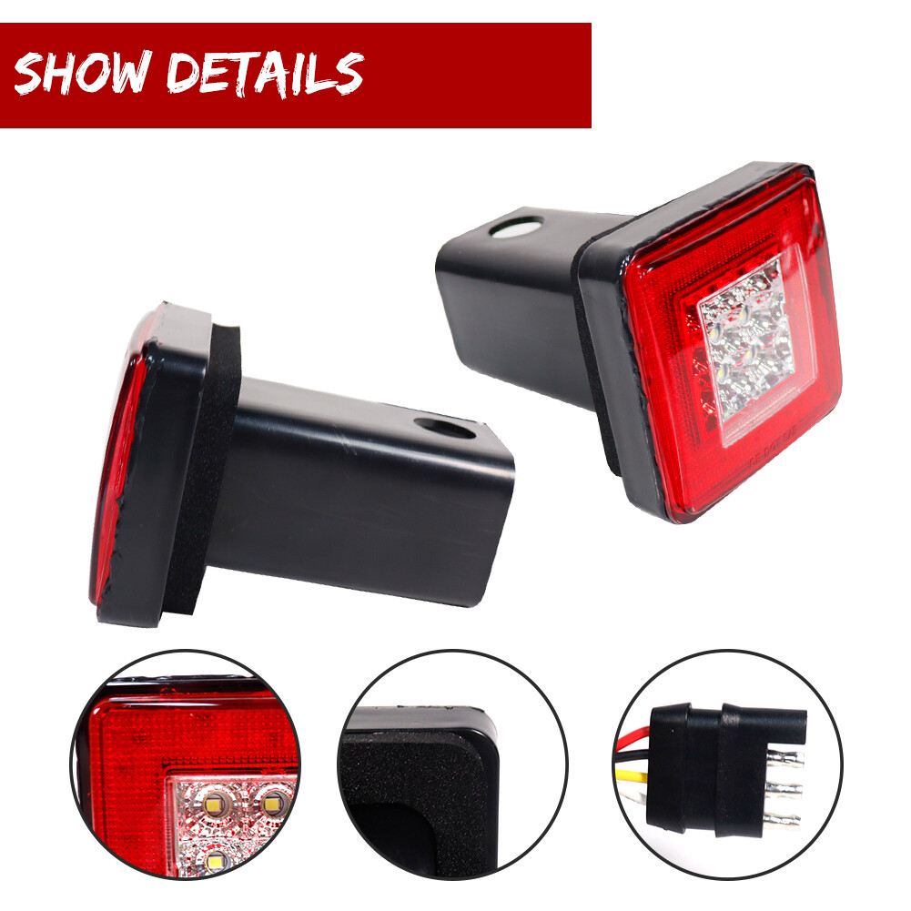 80 LED BRAKE, DRIVING, REVERSE LIGHT LAMP TRAILER TOWING HITCH COVER 2" RECEIVER