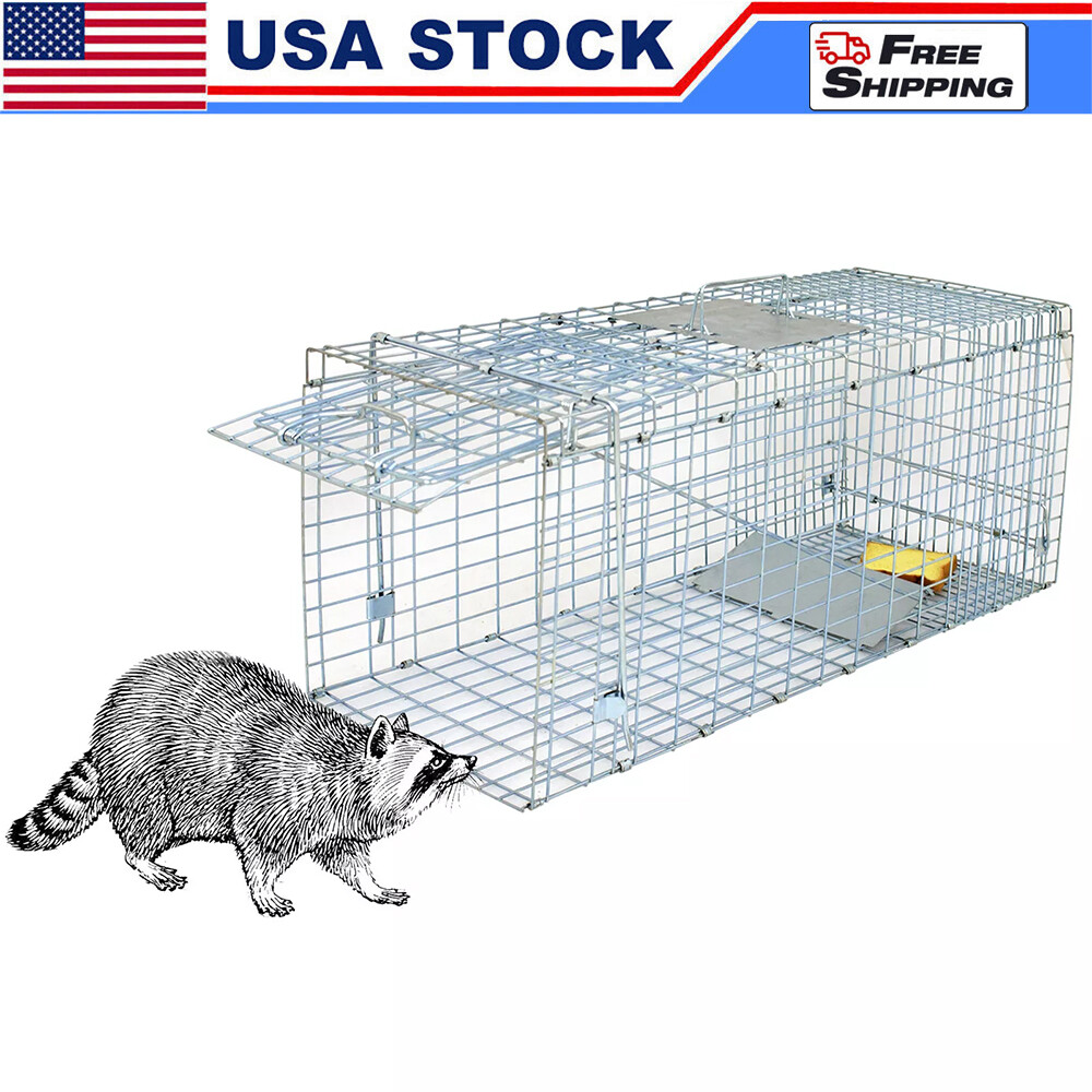 Extra Large Rodent Cage Live Animal Trap Garden Rabbit Raccoon Cat 32" x 12.5"