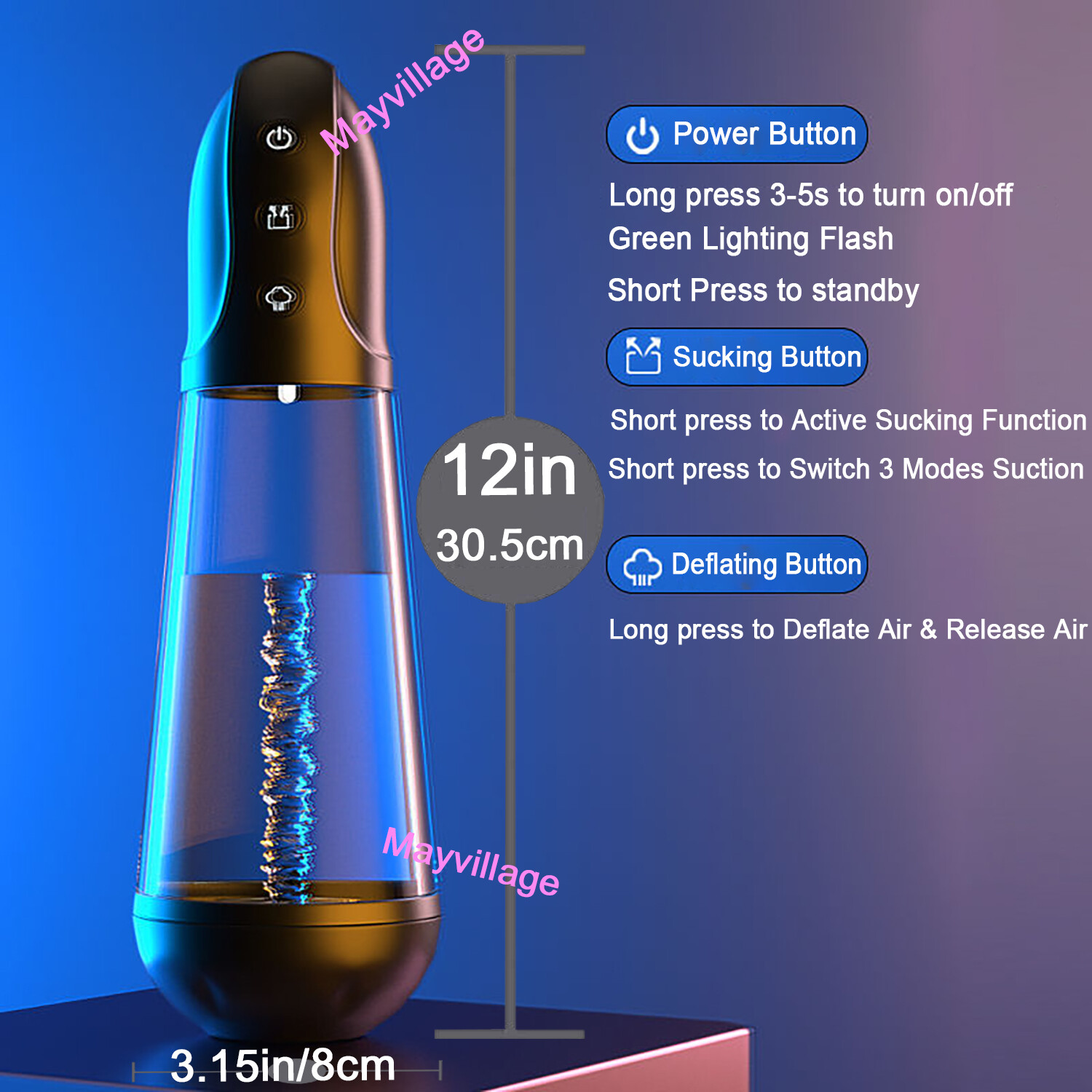 Penis Vacuum Sucking Pump Enhancer Male Masturbaters Enlarger Growth Cup Stroker