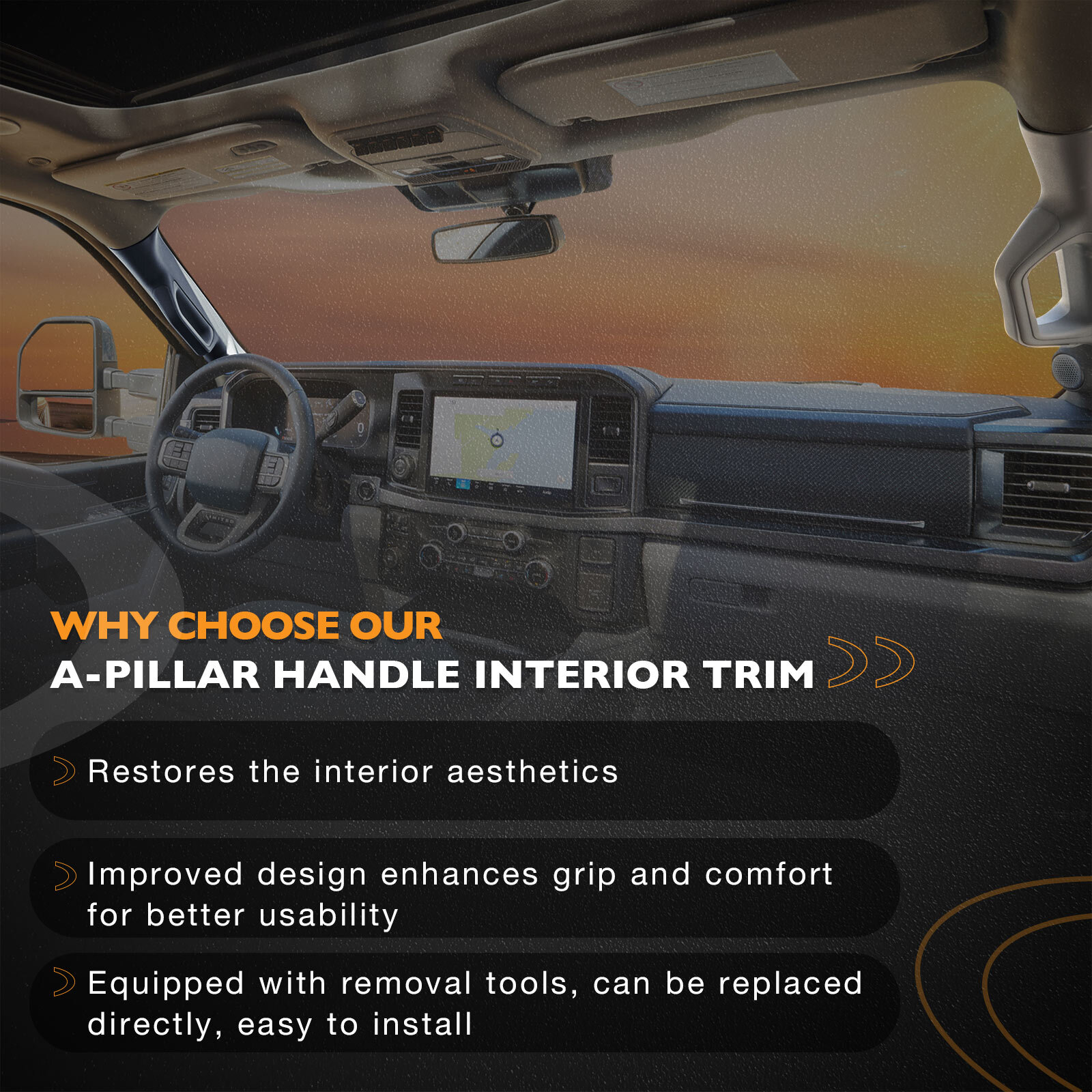 Pair A-Pillar Interior Trim Grab Handles Front Left Right For 2011-16 Ford F-250