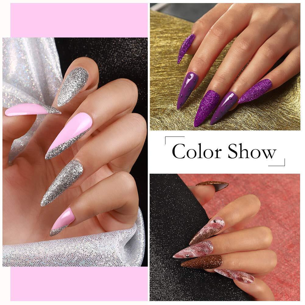 NEW Full Natural Acrylic Nail Art Kit Glitter Powder Manicure Set Brush Tools US