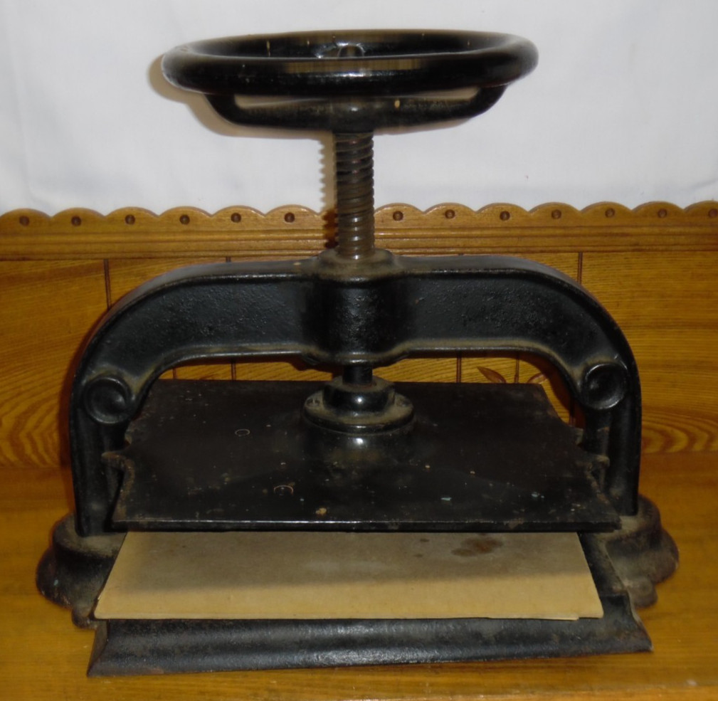Antique Cast Iron Book Press - 57 lbs - 12 5/8" x 9 3/4" Plate