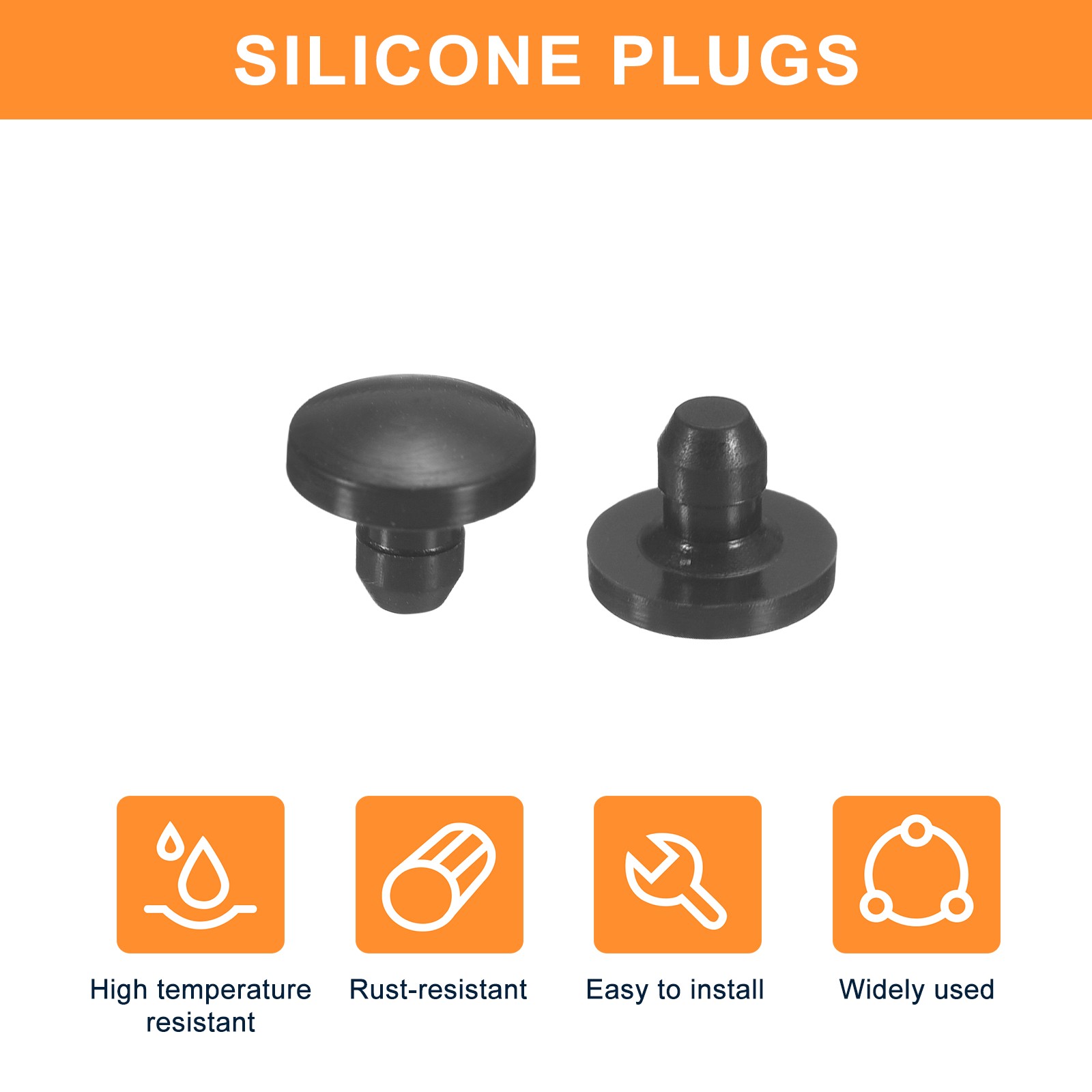 50Pcs Silicone Plugs Rubber Round Hole Plugs for 2.5-3mm Hole Black