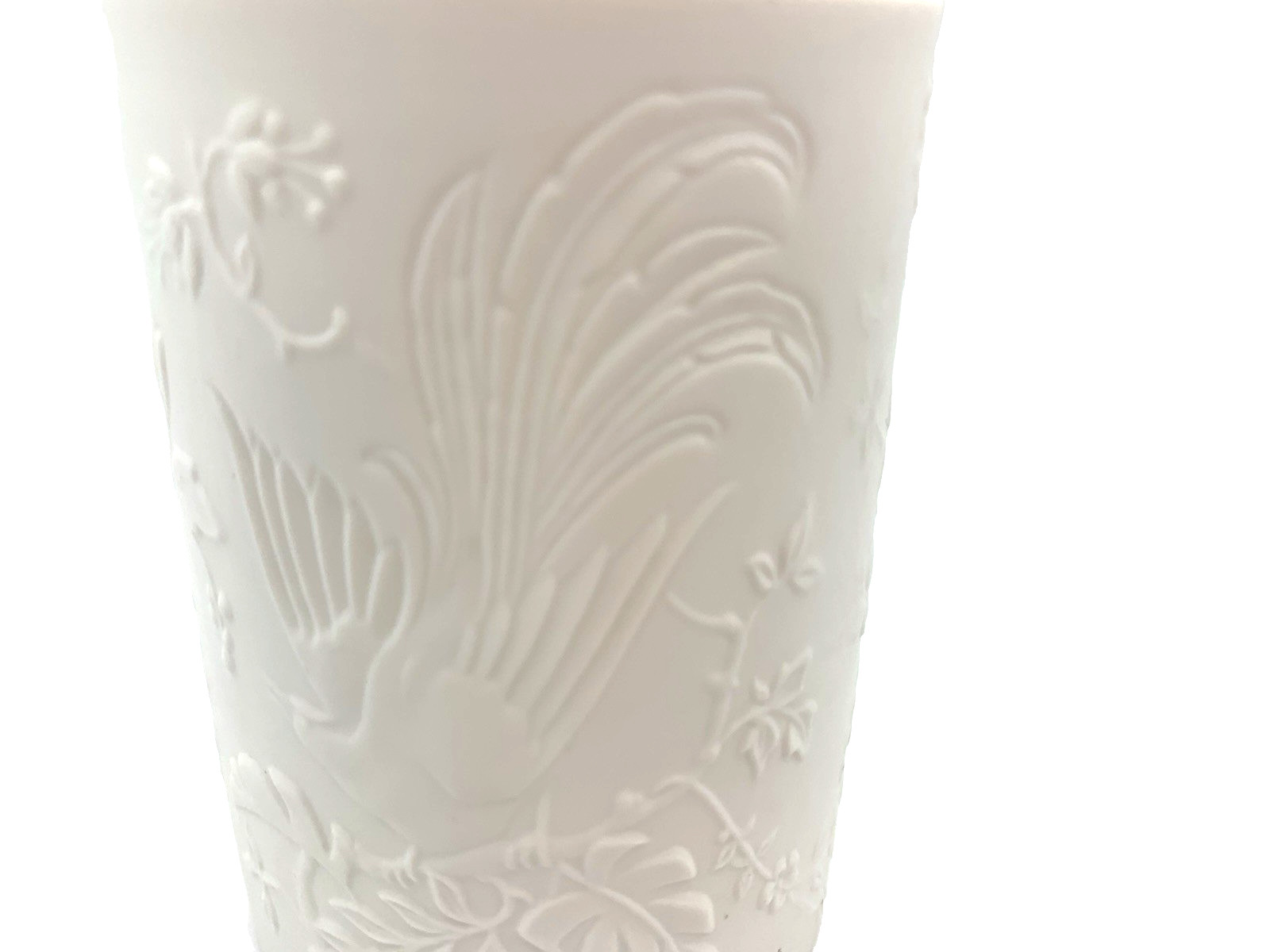 Kaiser Porcelain Vase West Germany White Bisque Birds of Paradis #68 Vintage