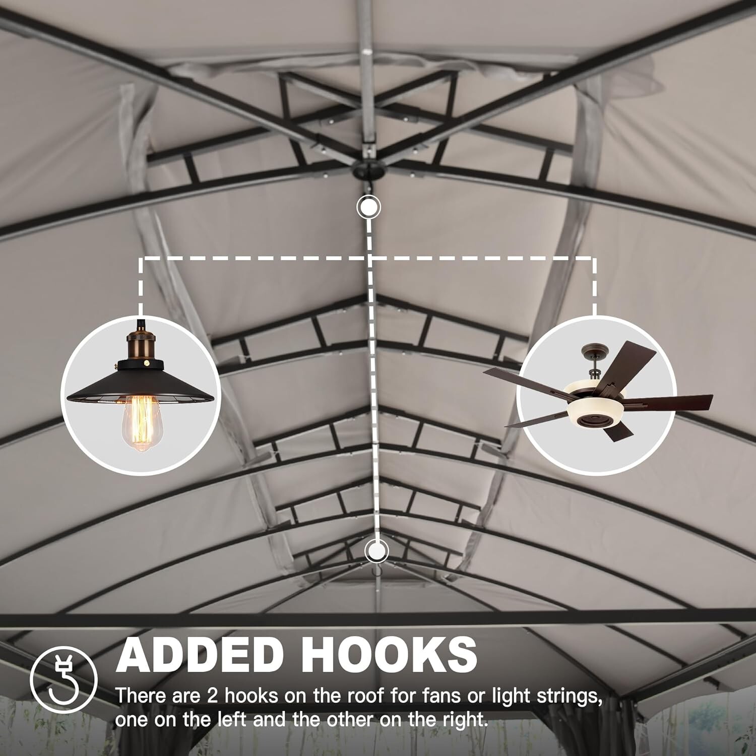 Domi Outdoor Double Roof Gazebo 10x20FT, w/Curtain&Nets, Heavy Duty Metal Frame