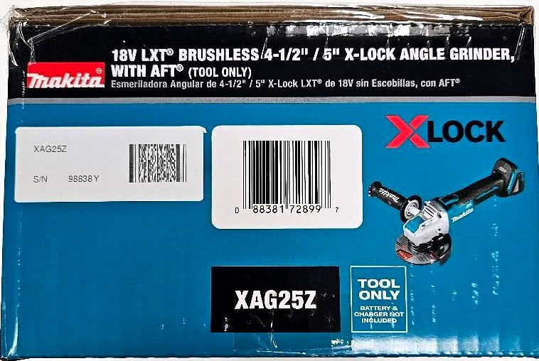 NEW IN BOX Makita XAG25Z 18V Cordless Brushless X-Lock 4.5 - 5" Grinder 18 Volt