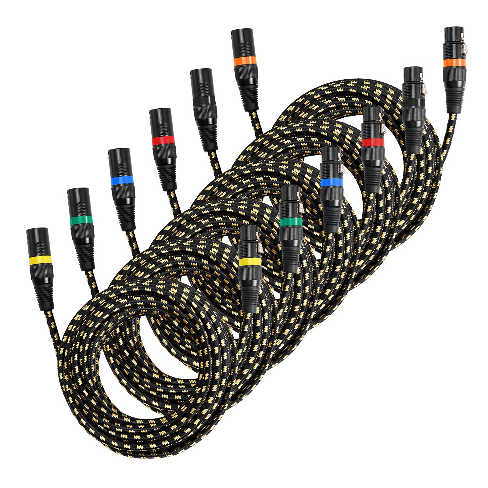 Uimoso 25 ft 6-Pack XLR Cables, Balanced 3-Pin Male to Female Microphone Cords