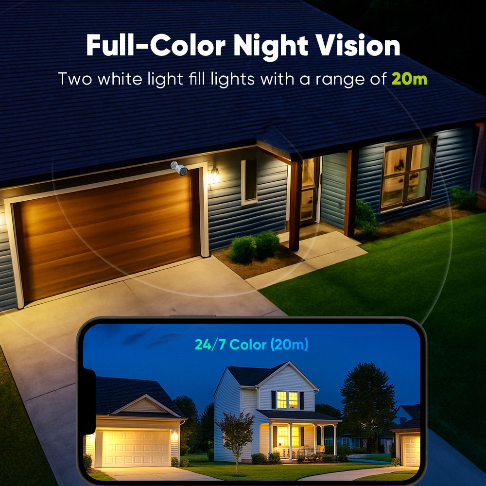 SANNCE 8CH NVR 2K Audio PoE IP Security Camera System Outdoor Color Night Vision