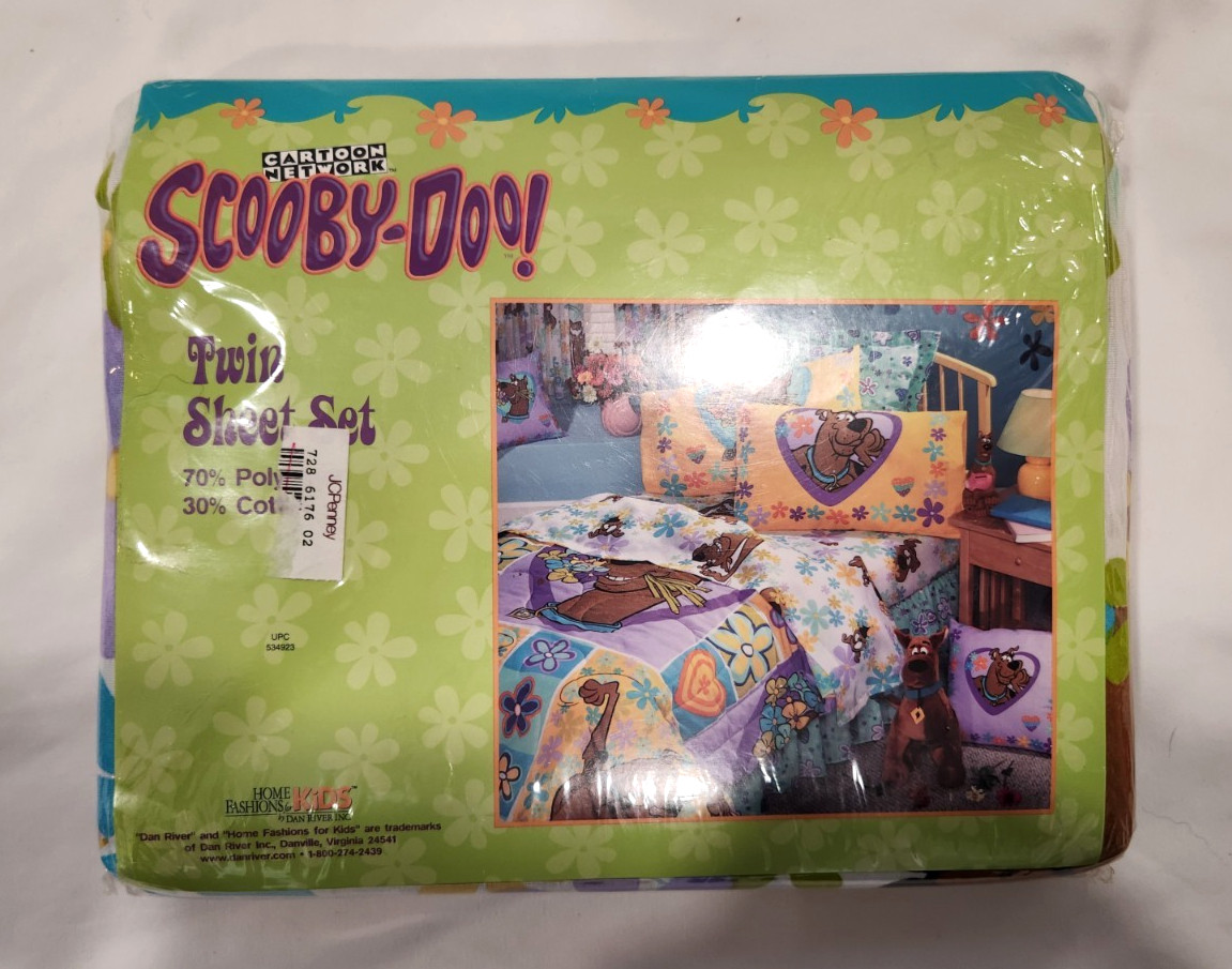 Scooby Doo Twin Sheet Set Vintage NEW RARE Sealed 3 Pieces 1999 Hanna Barbera