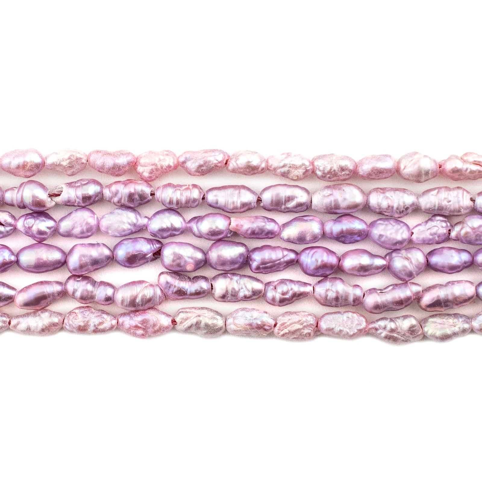 Lilac Purple Vintage Japanese Rice Pearl Beads 5mm Oval 16 Inch Strand
