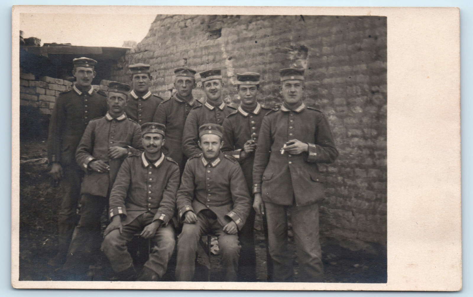 RPPC WWI German Army Soldiers Smoking Real Photo Postcard