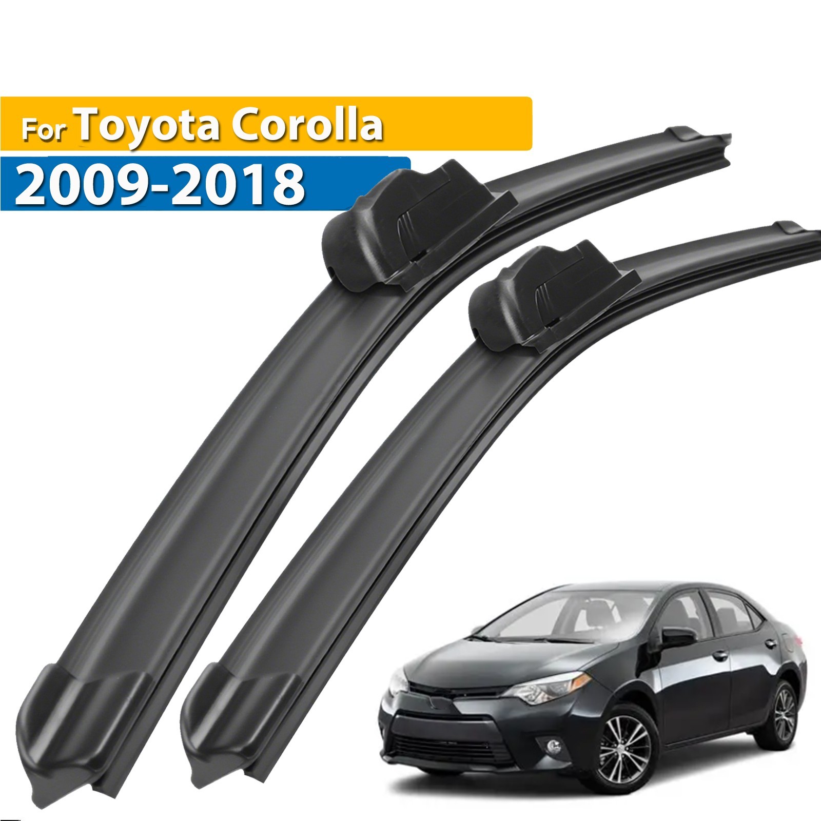 2Pcs Front Windshield Flat Wiper Blades Set For Toyota Corolla 2009-2018 26"+16"