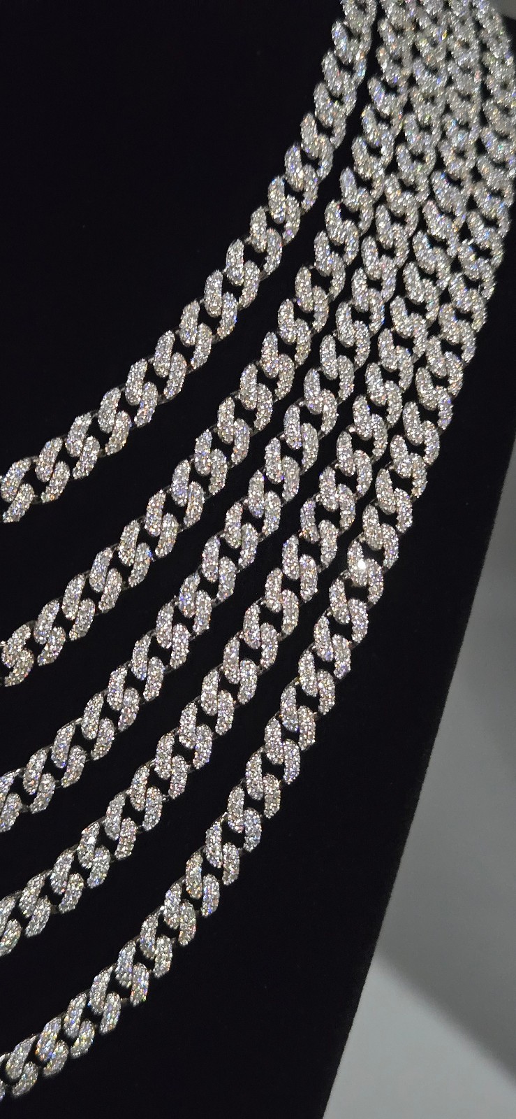Genuine MOISSANITE Miami Cuban Chain Necklaces 6mm, 925 Sterling Silver, Icey