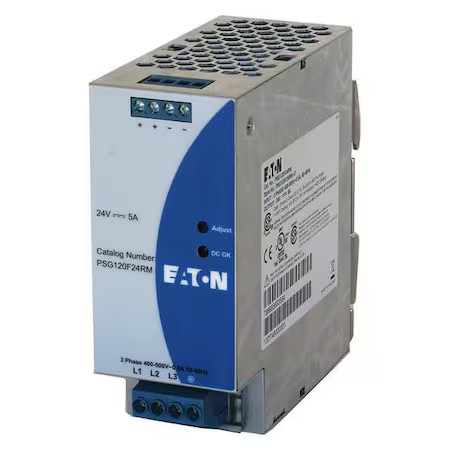 Eaton Psg120f24rm Ac To Dc Power Supply, 320/600V Ac, 24V Dc, 120 W, 5 A, Din