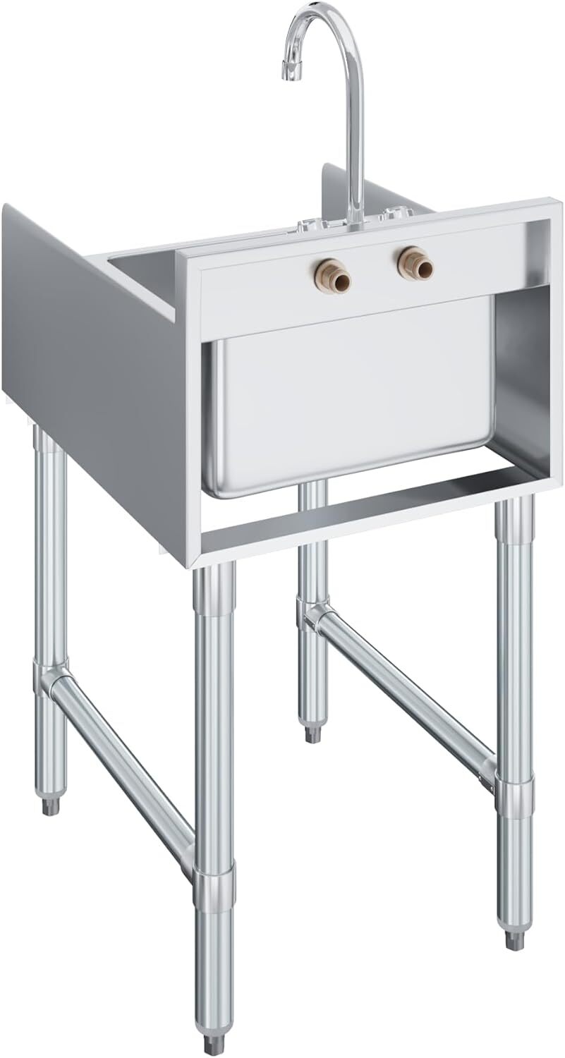 22 in. x 18 in Stainless Steel Utility Blender Station with Dump Sink and Faucet