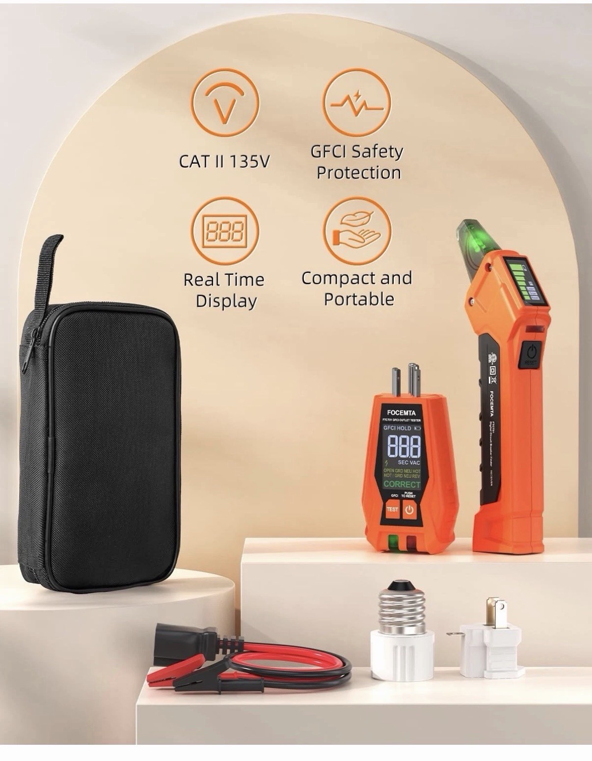 Circuit Breaker Finder Kit with GFCI Outlet Tester for 90-135V AC Circuits